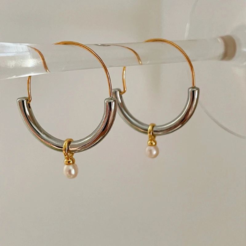 Pendientes vintage de perlas en oro y plata