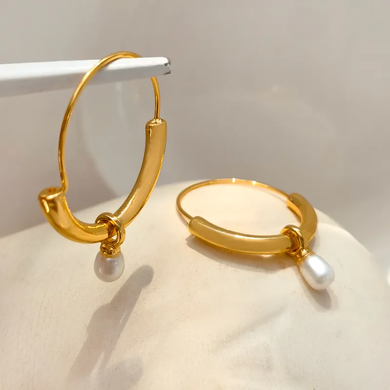 Pendientes vintage de perlas en oro y plata