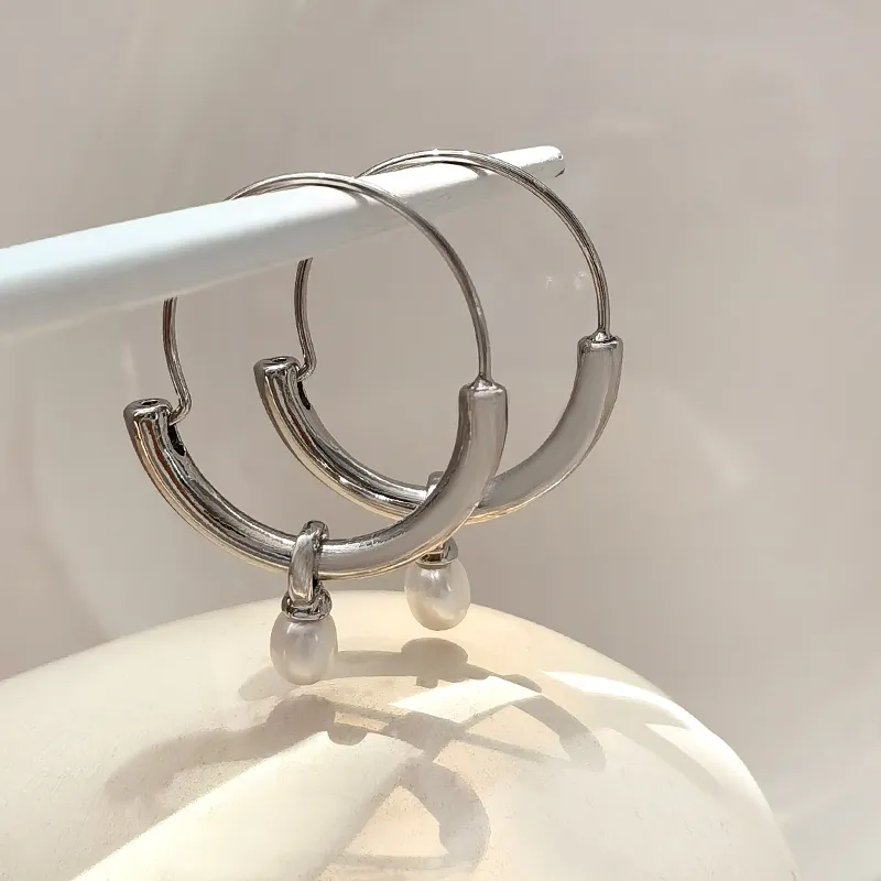 Pendientes vintage de perlas en oro y plata