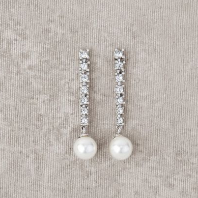 Pendientes Elegantes de Plata con Zirconia y Perlas