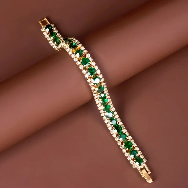 Pulsera dorada y verde