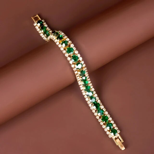 Pulsera dorada y verde