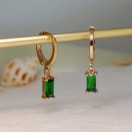 Pendientes de Cristal de Linterna Verde