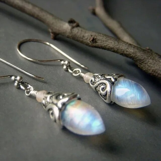 Pendientes vintage de gotas de piedra luna