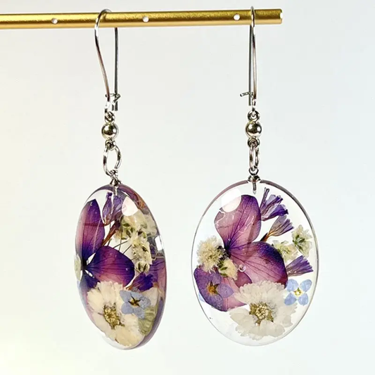 Pendientes de cristal vintage con flor