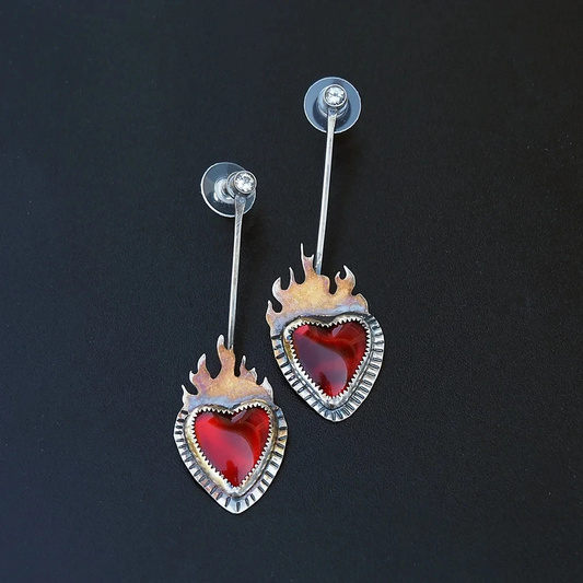 Pendientes de Corazón de Fuego Vintage