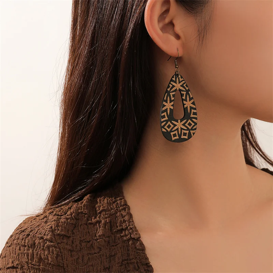 Pendientes de Aro Huecos Vintage Negros