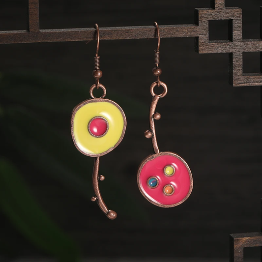 Pendientes vintage de esmalte redondeados