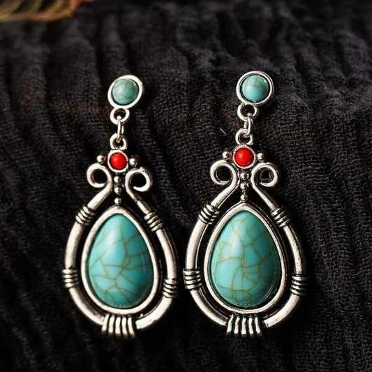 Pendientes vintage de gotear hueco color turquesa