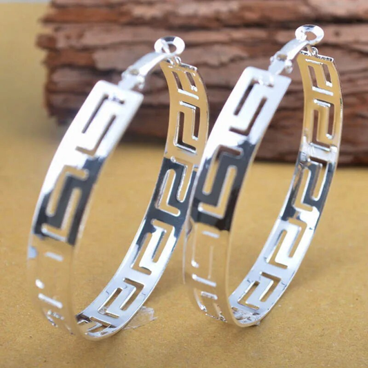 Pendientes de aro huecos de plata vintage