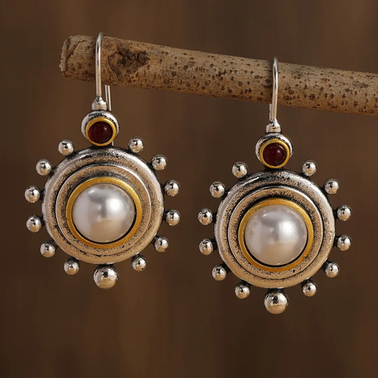 Pendientes vintage con nácar en plata y oro