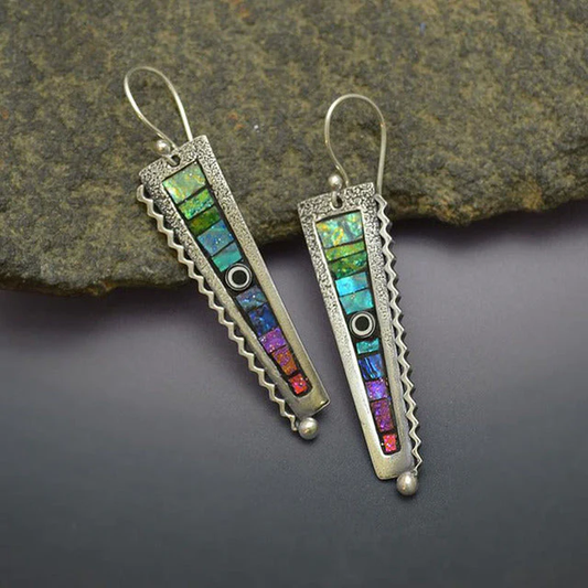 Pendientes de sierra coloridos vintage