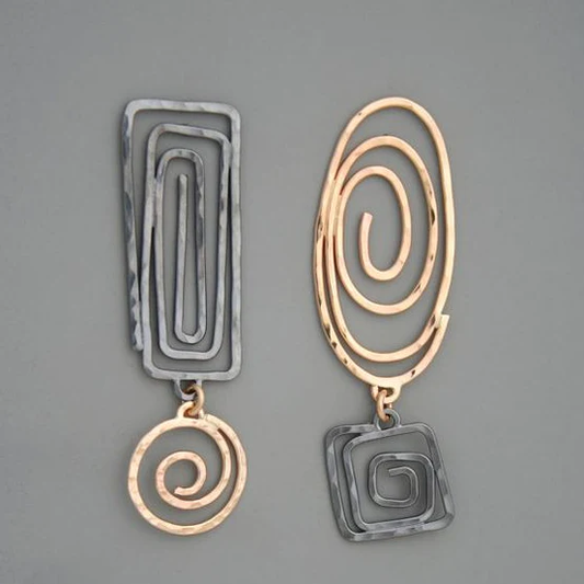 Pendientes en espiral vintage en oro y plata