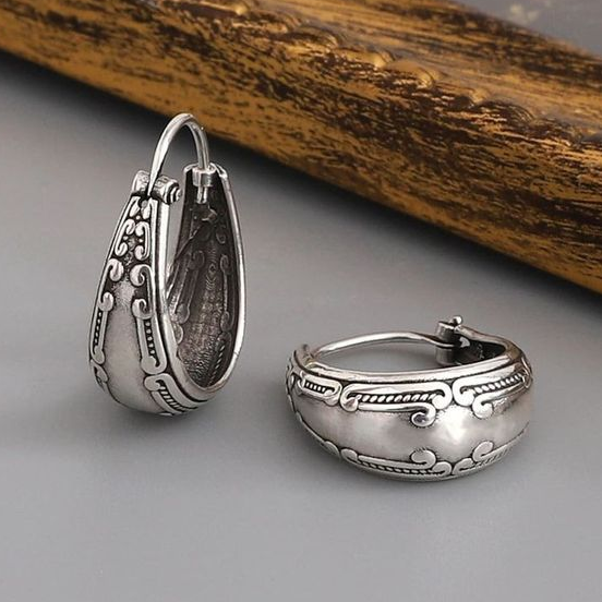 Pendientes de cesta vintage en plata