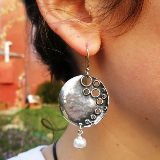Pendientes de Perlas Huecas Redondas Vintage
