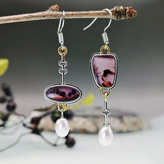 Pendientes de Perlas de la Tormenta Roja Vintage