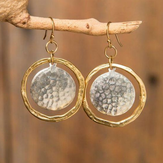 Pendientes redondeados vintage en oro y plata