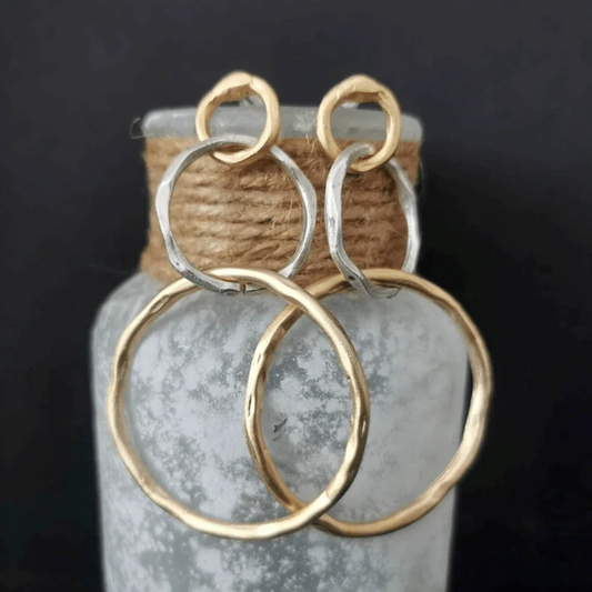 Aretes de aro vintage en oro y plata