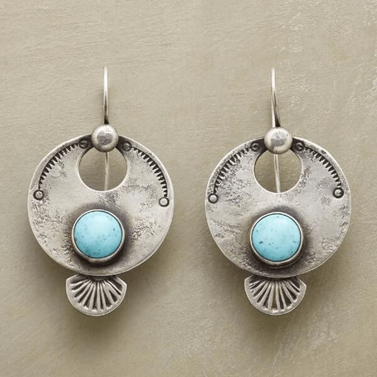 Aretes redondeados de piedra turquesa vintage
