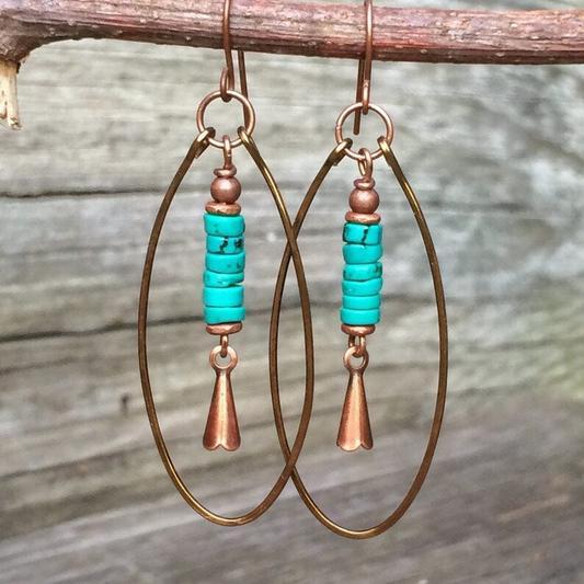 Pendientes Vintage de Cuelgue de Turquesa