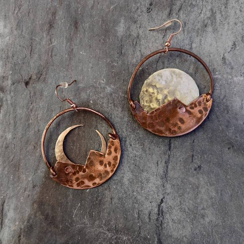Pendientes redondos de lavado vintage en marrón