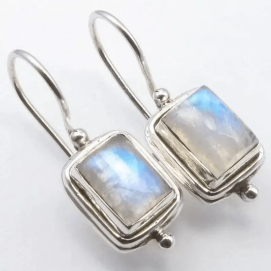 Aretes cuadrados de piedra de luna vintage