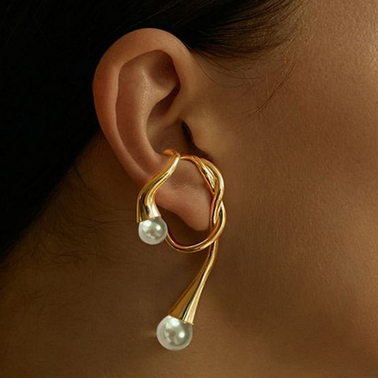 Pendientes Vintage Dorados con Cristales Blancos Irregulares