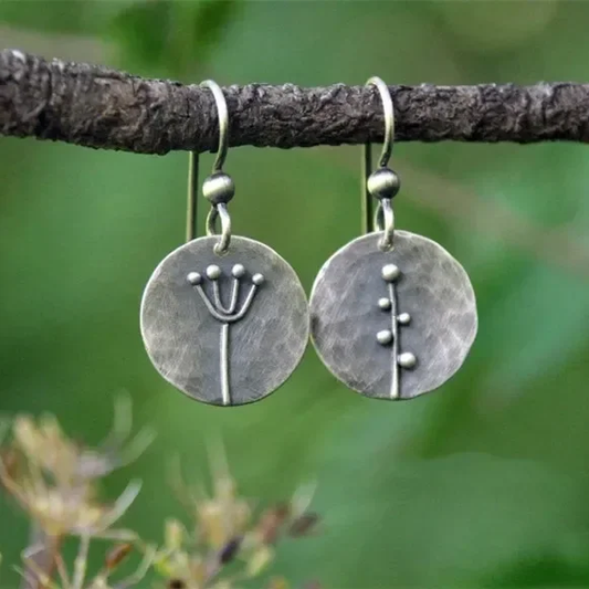 Pendientes redondos vintage plateados