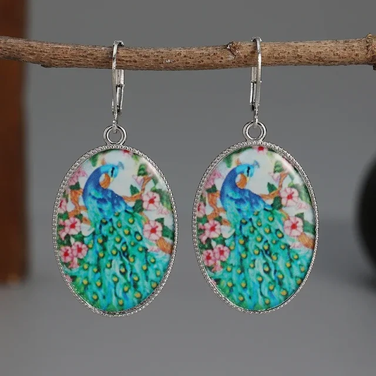 Pendientes redondos de acrílico azul vintage