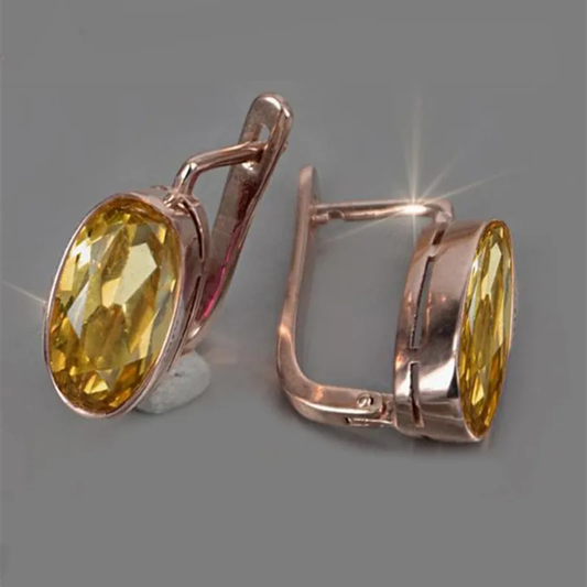 Pendientes vintage en cristal incrustado amarillo