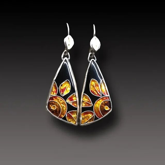 Aretes vintage pintados a mano con girasoles