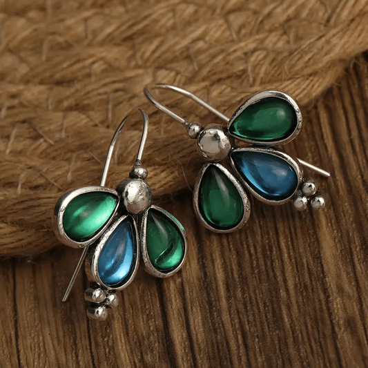 Pendientes vintage de piedras azules y verdes