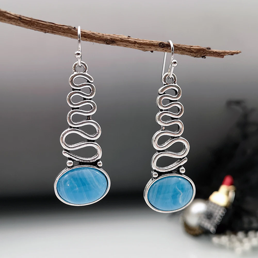 Pendientes Vintage de Serpiente Azul