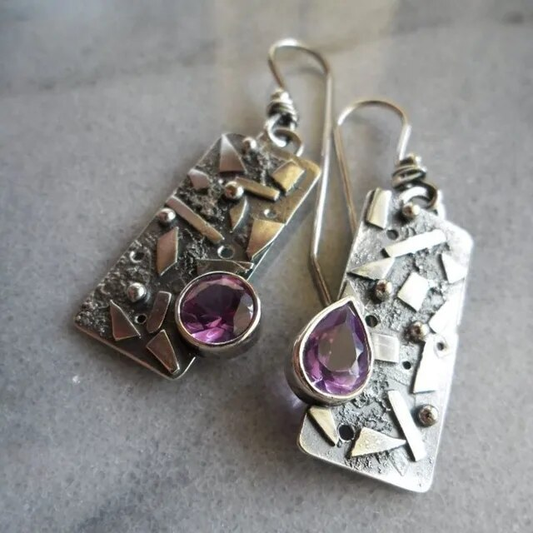 Pendientes de Cristal de Amatista Vintage