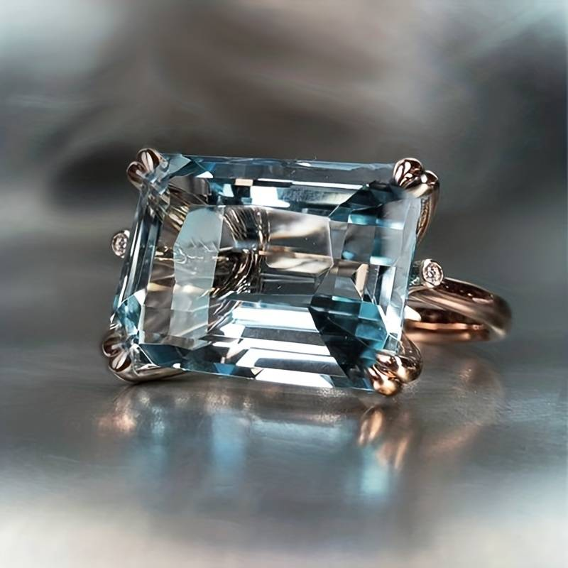 Anillo vintage de zirconia azul