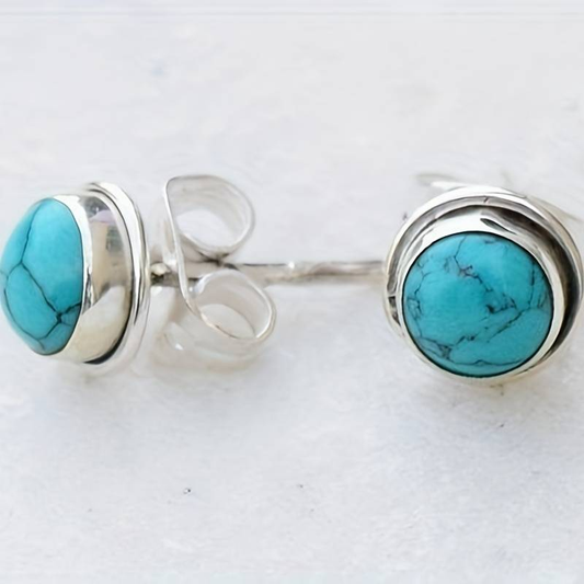 Pendientes de plata con piedra azul incrustada vintage