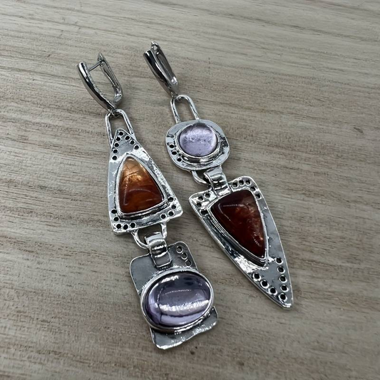 Pendientes de plata y cristal vintage