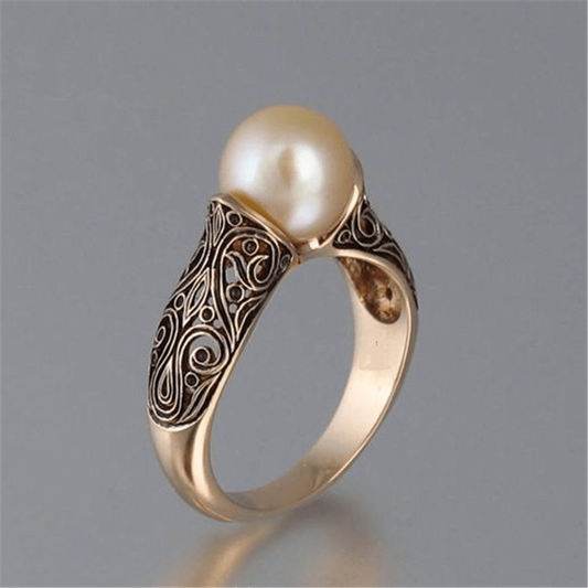 Anillo Vintage de Perla Dorada