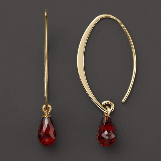 Pendientes vintage de cristal rojo y oro