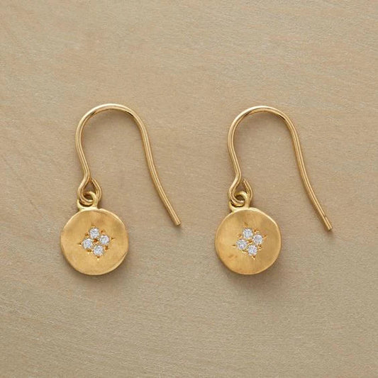 pendientes vintage de zirconia dorada redondeada