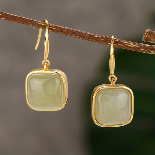Pendientes de piedra verdes vintage