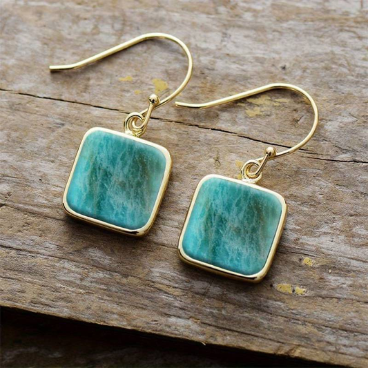 Pendientes de piedra cuadrada turquesa vintage