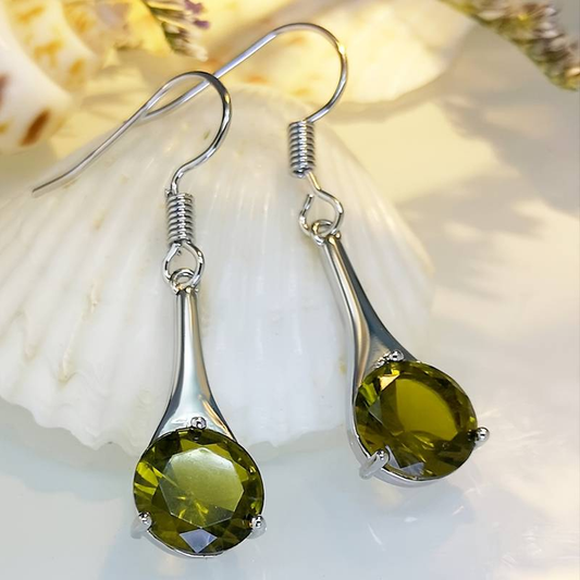 Pendientes vintage de cristal en oliva