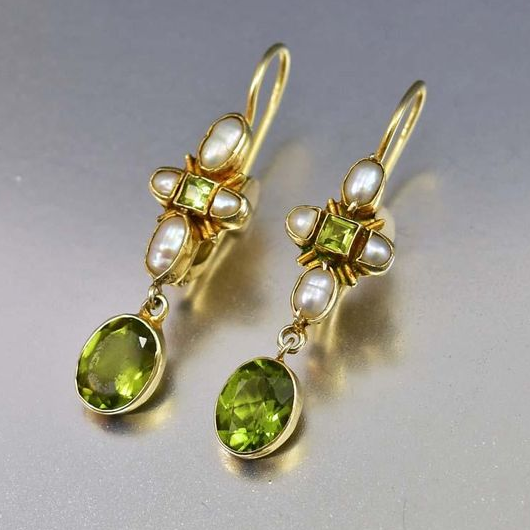 Pendientes Vintage con Piedra Colgante Verde