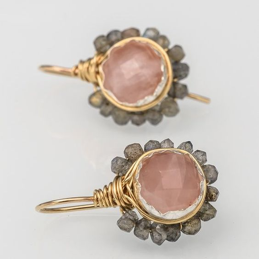 Aretes de oro con piedra roja vintage