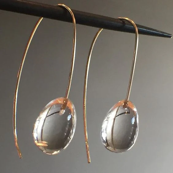 pendientes de gota de cristal gris vintage