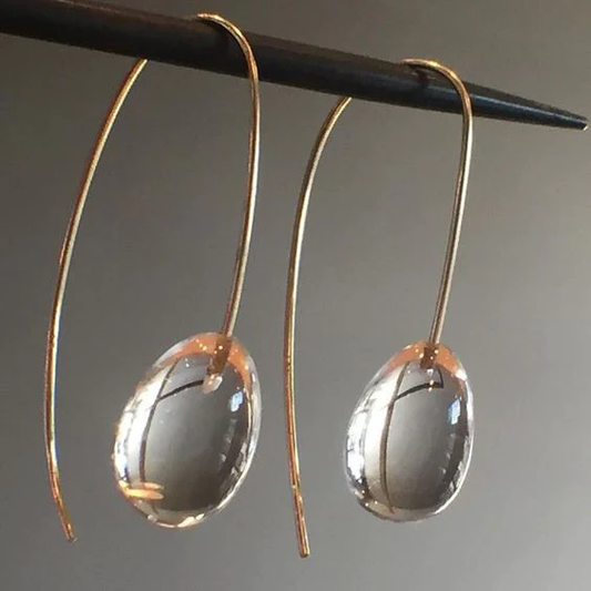 pendientes de gota de cristal gris vintage