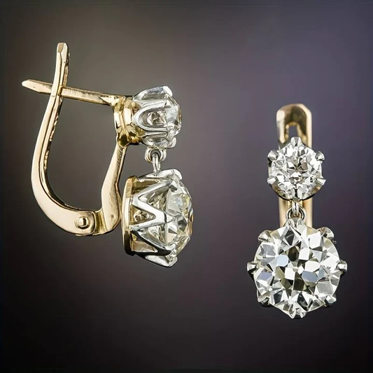Pendientes vintage de zirconia dorada