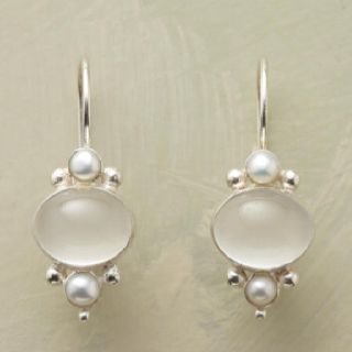 Pendientes Vintage Blancos de Cristal con Perlas