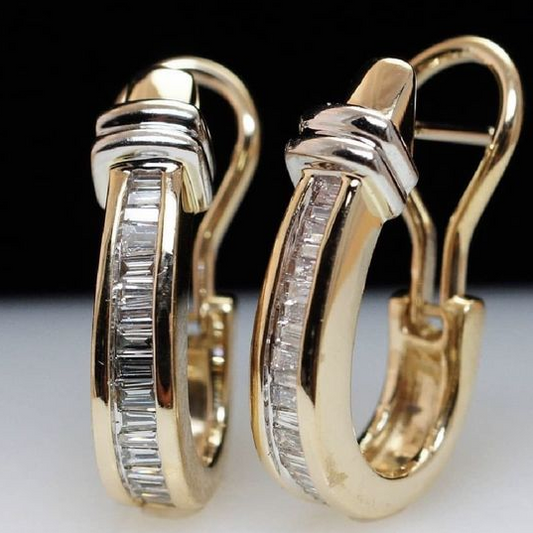 Pendientes Dorados con Cristales Incrustados Vintage